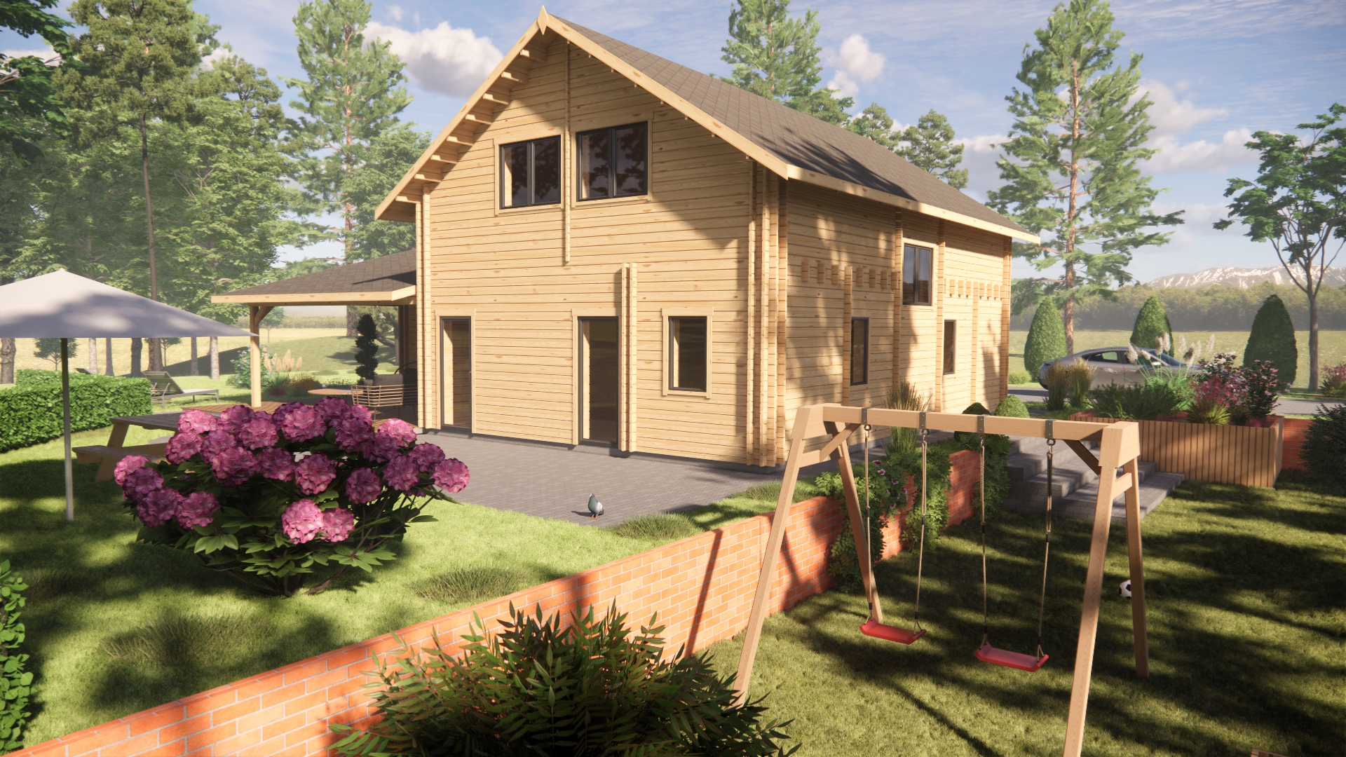 Houten huis met carport 180m²