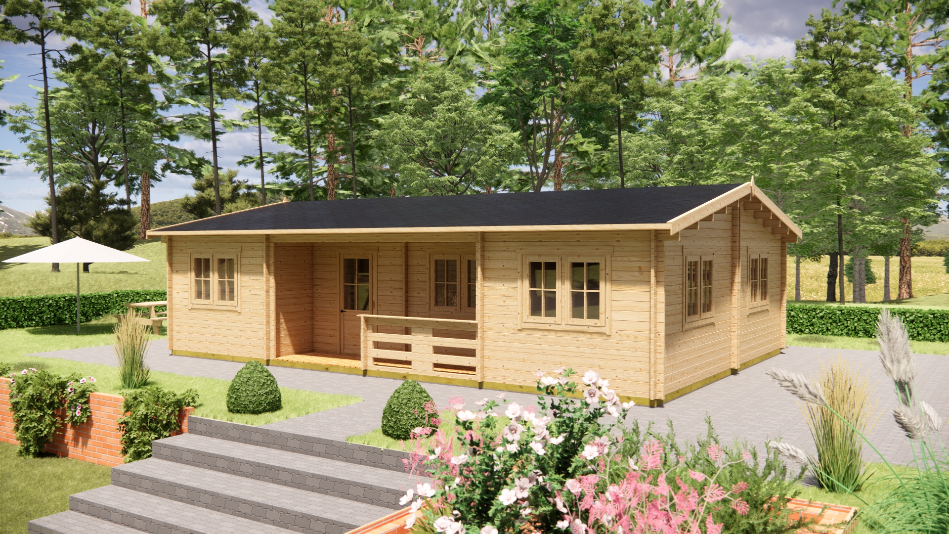 Luxe houten chalet 62m²+5m²