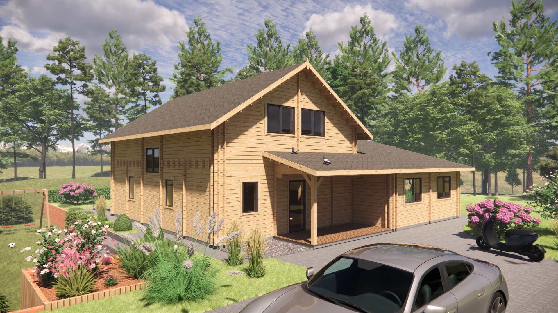 Houten huis met carport 180m²