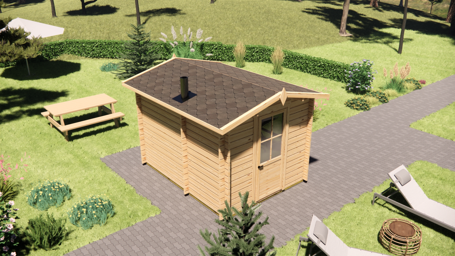 Buitensauna+voorruimte 