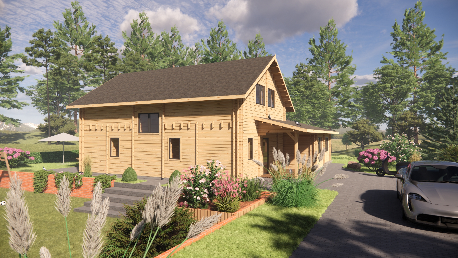 Houten huis met carport 180m²