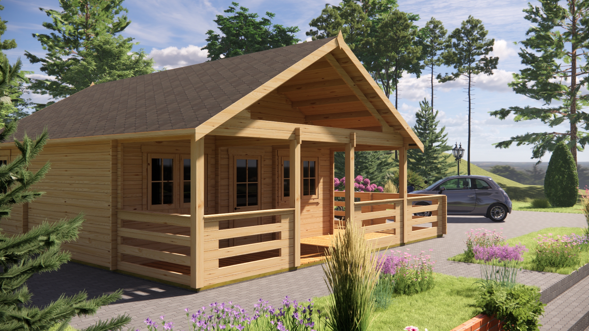 Houten chalet 32m²+14m²+20m²