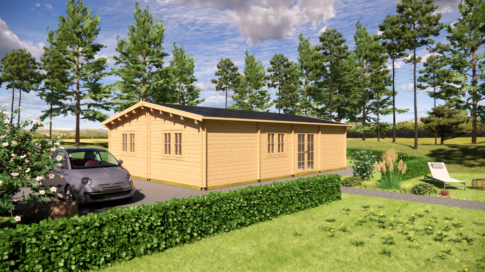 Luxe houten chalet 62m²+5m²