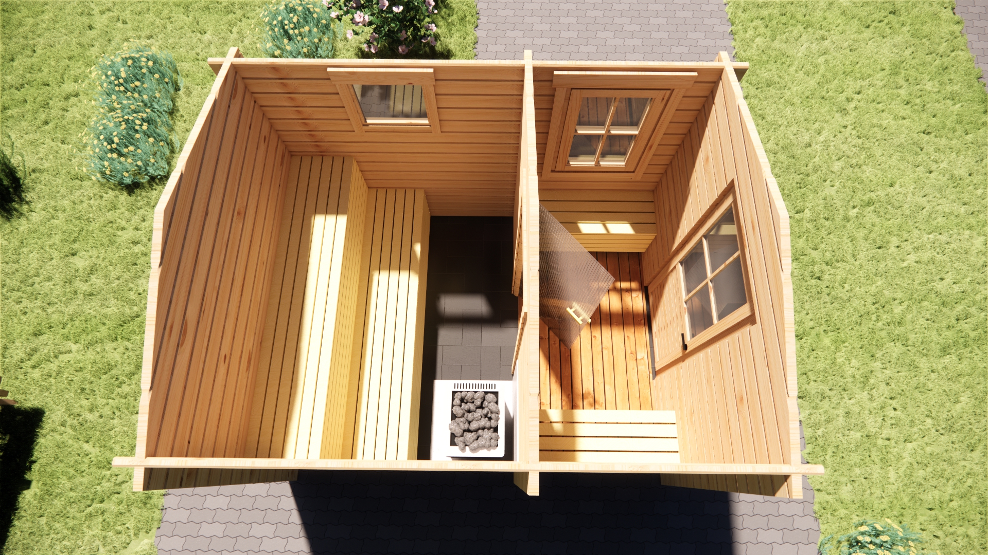 Buitensauna+voorruimte 