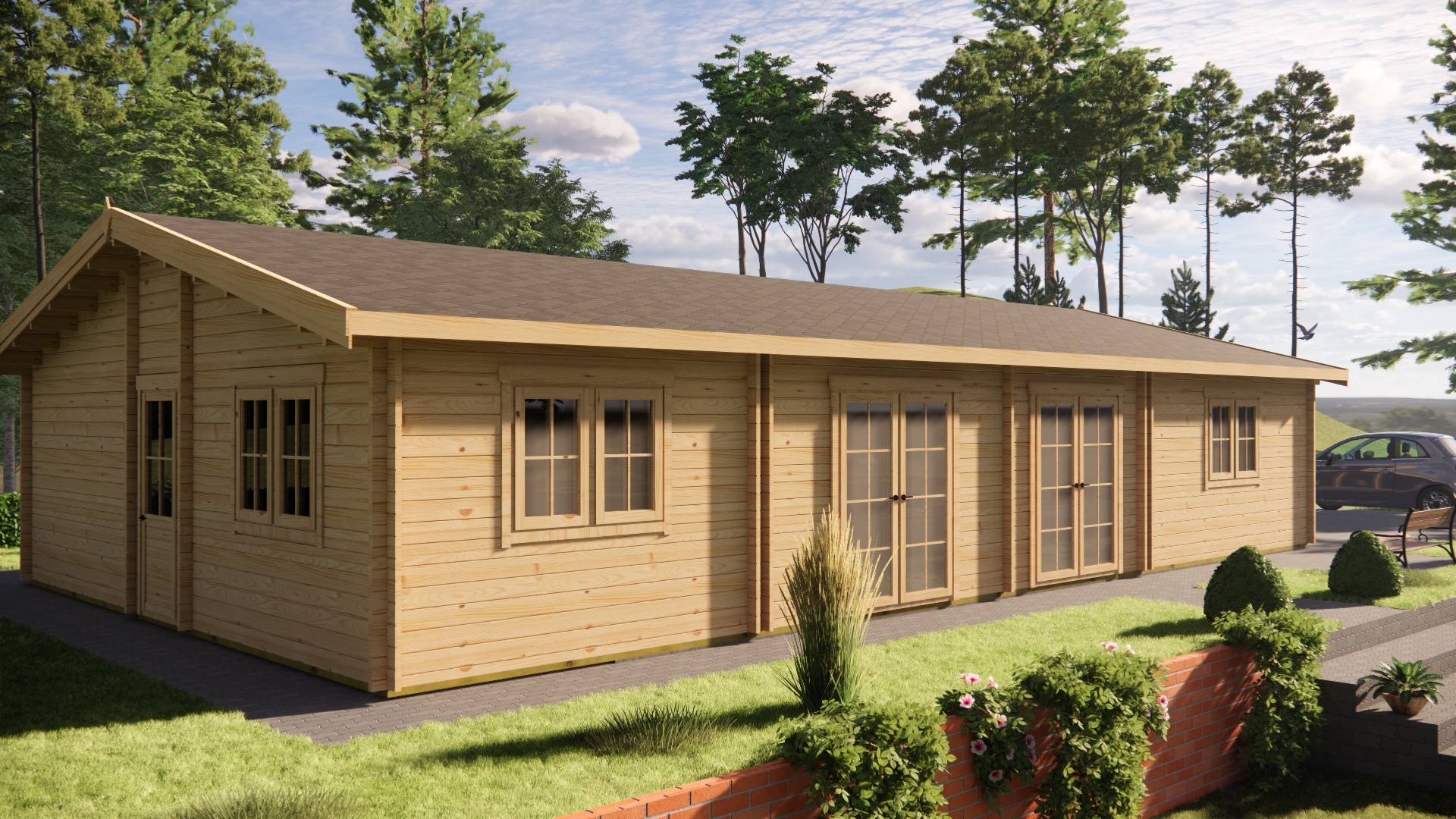 Houten tuinhuis 98m²