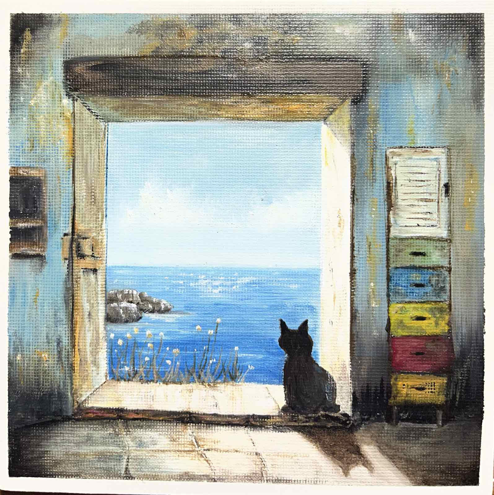 "Threshold of Light No.2"-Oil painting, 15x15cm