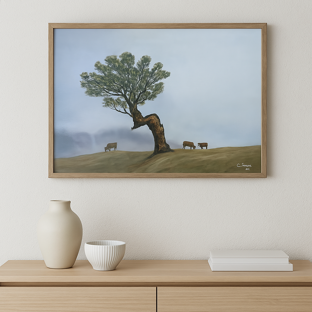 'Cows' -Landscape Oil Painting, 40 x 50cm