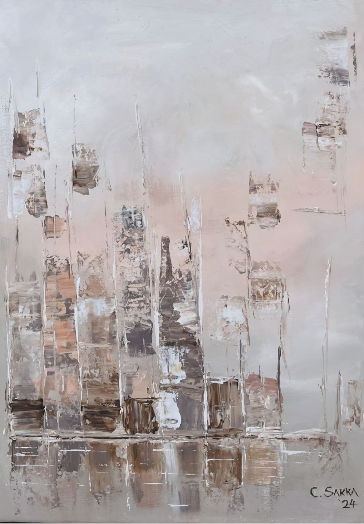 Abstract Cityscape Oil Painting, 40 x 30cm canvas