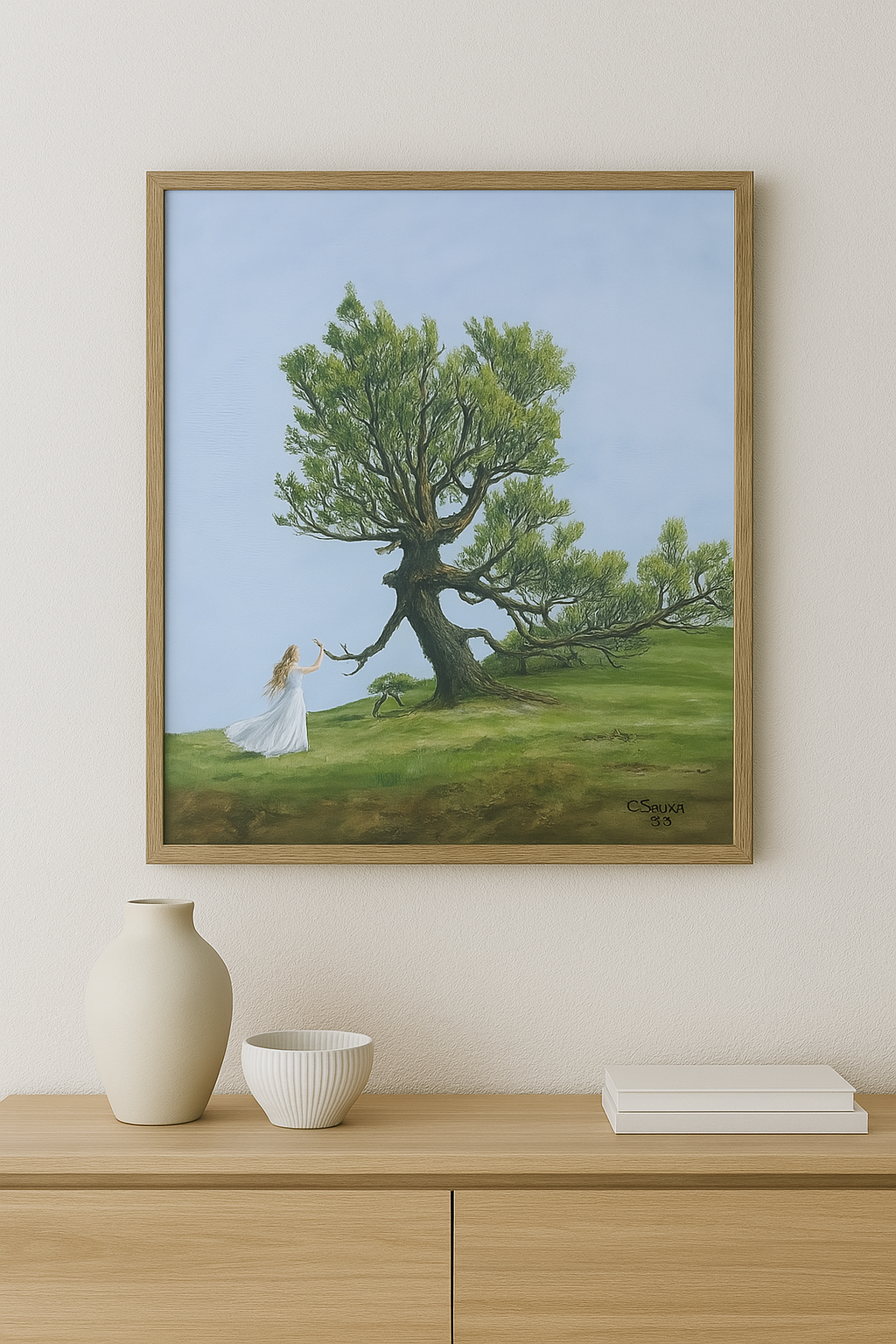 'Lady and Tree' - Landscape Oil Painting, 50 x 40cm