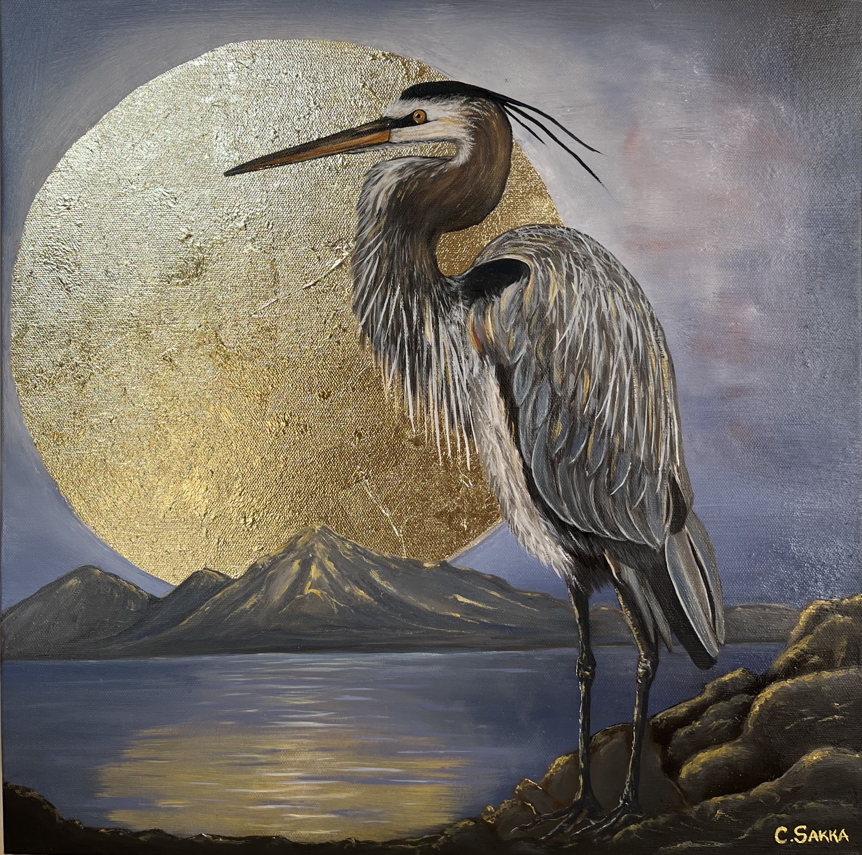 'The Golden Watcher' -Oil and gold leaf on 50x50cm canvas