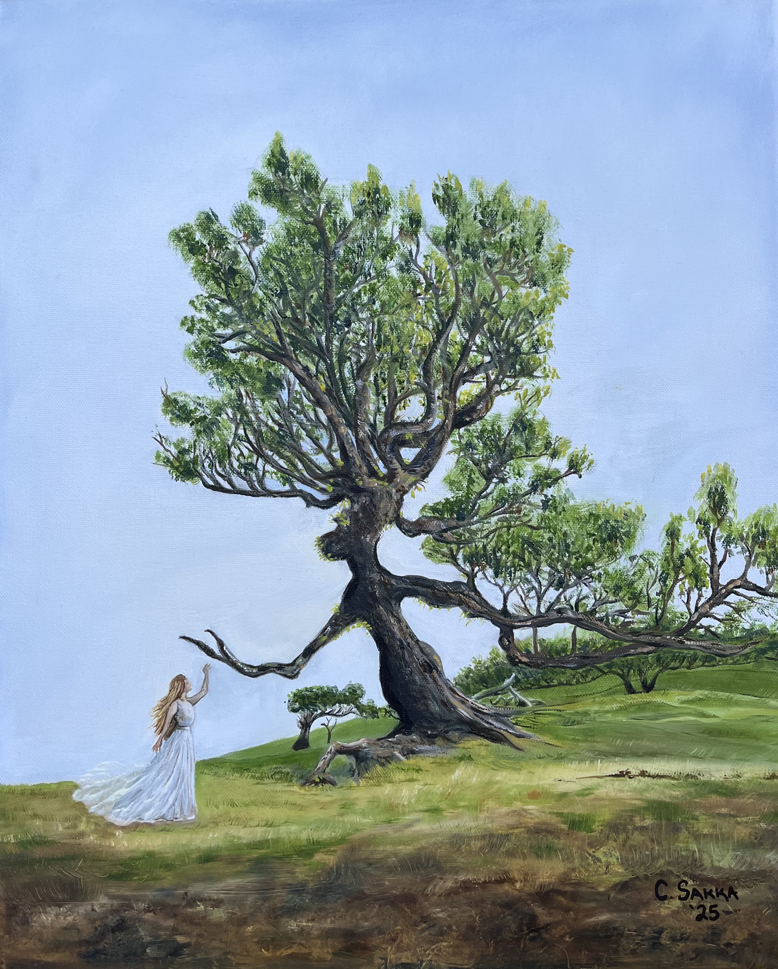 'Lady and Tree' - Landscape Oil Painting, 50 x 40cm