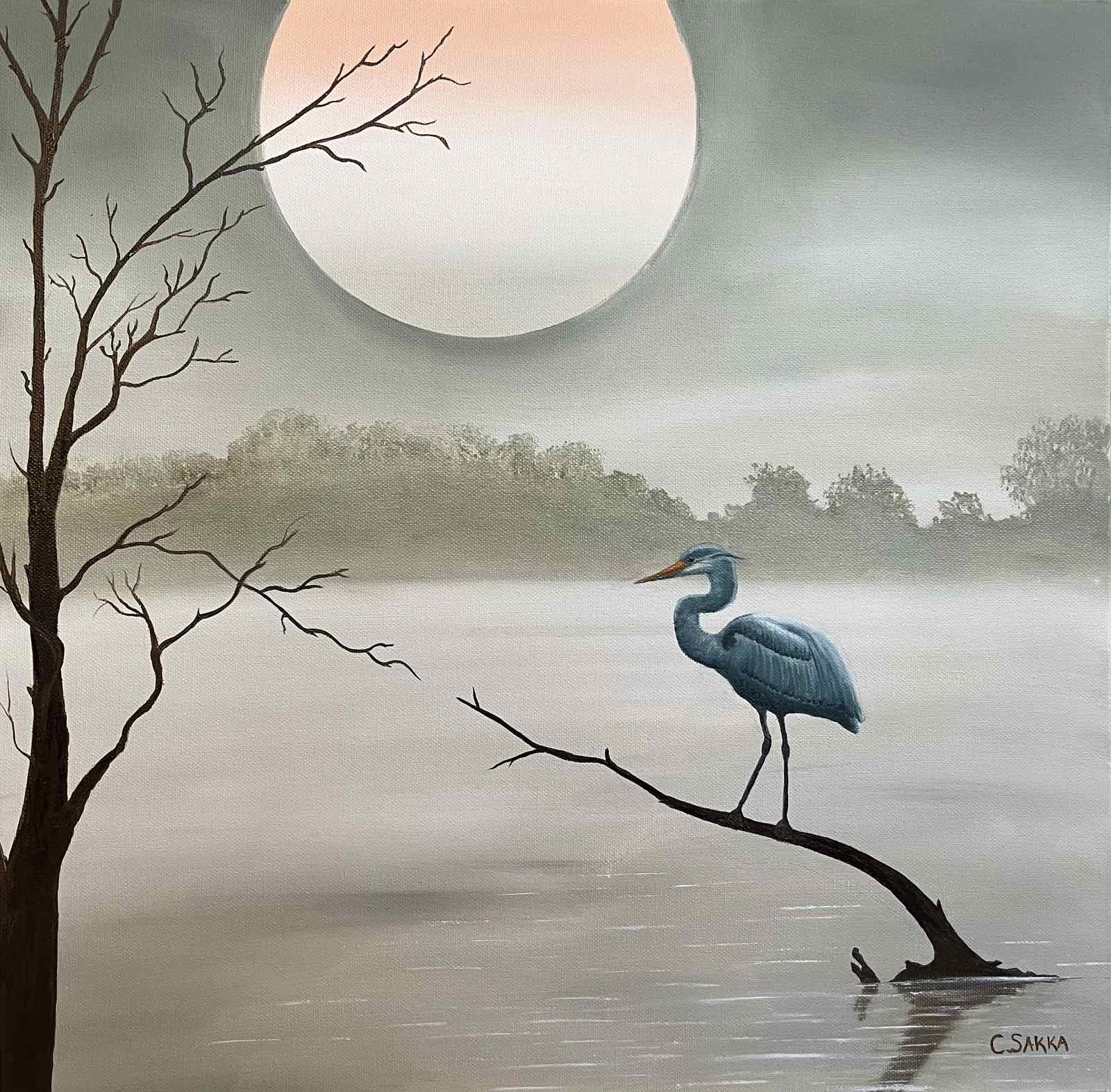 'Pink Moon Solitude' -Oil Painting, 50x50 canvas
