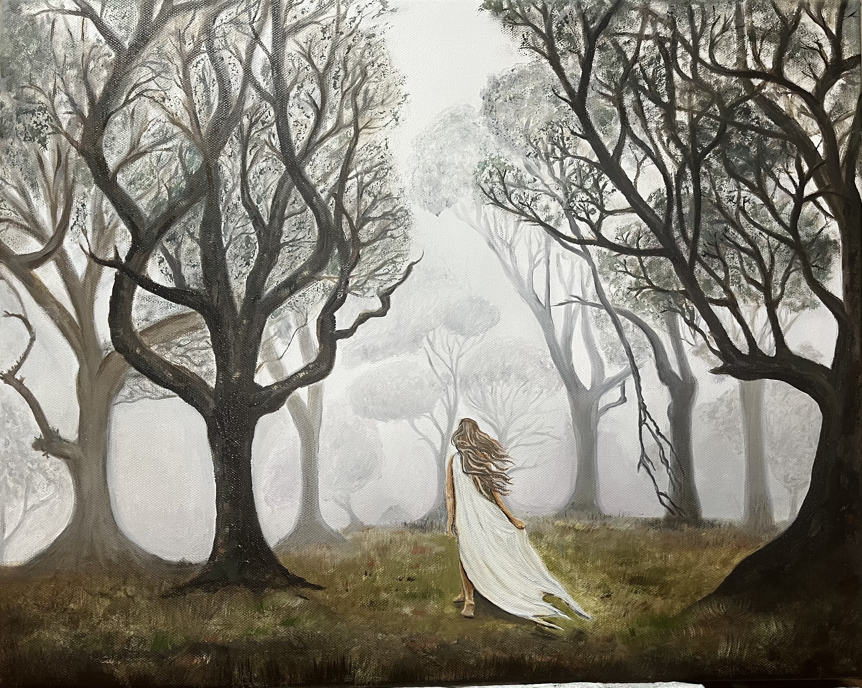 'Lady in Forest,' -Oil Painting, 40 x 50cm canvas