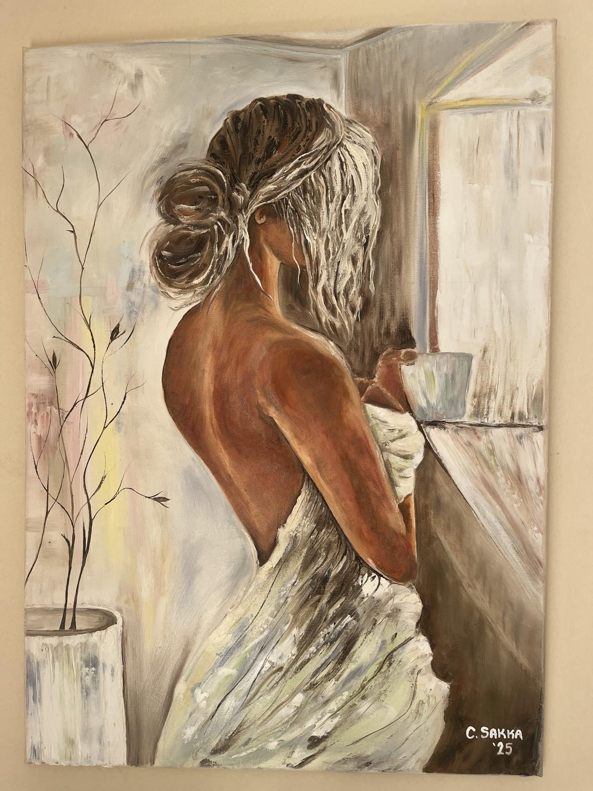 'Lady by Window' -Oil Painting, 50 x 70cm canvas
