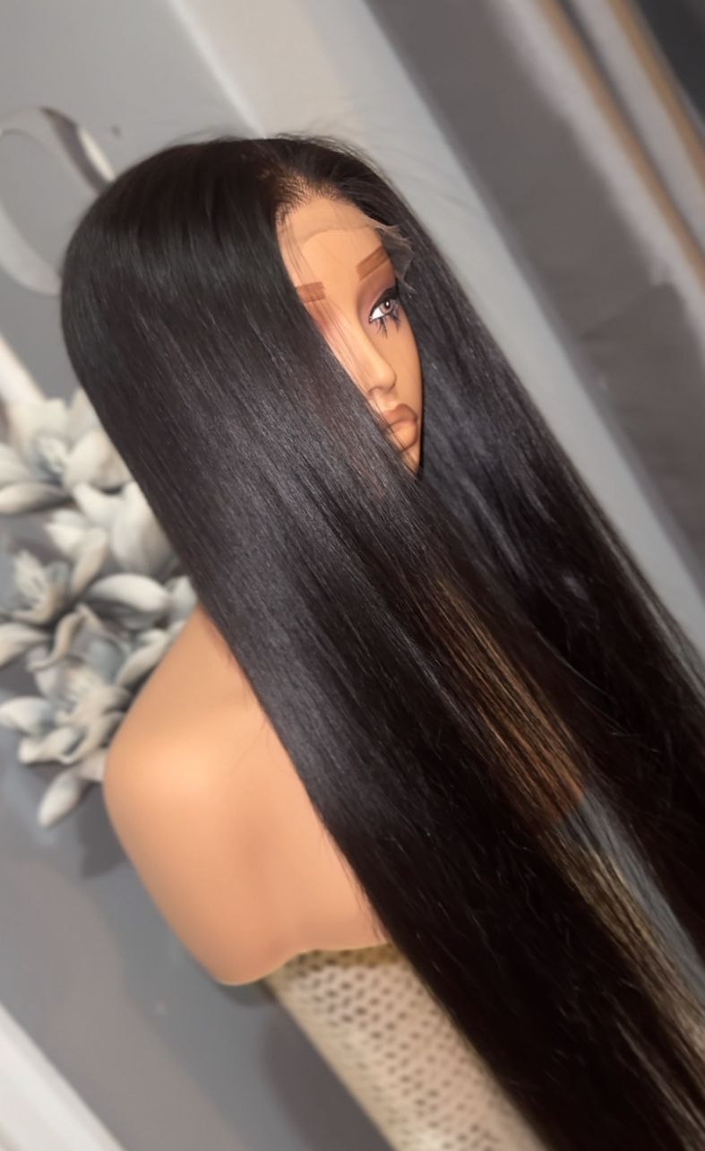 Peluca de cabello natural largo