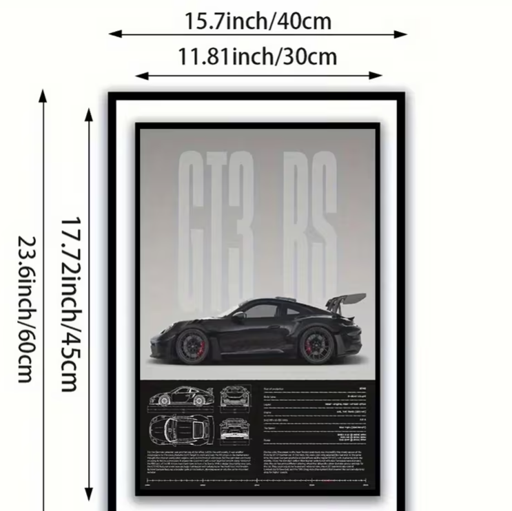 Rahmenloses Leinwandposter Porsche 