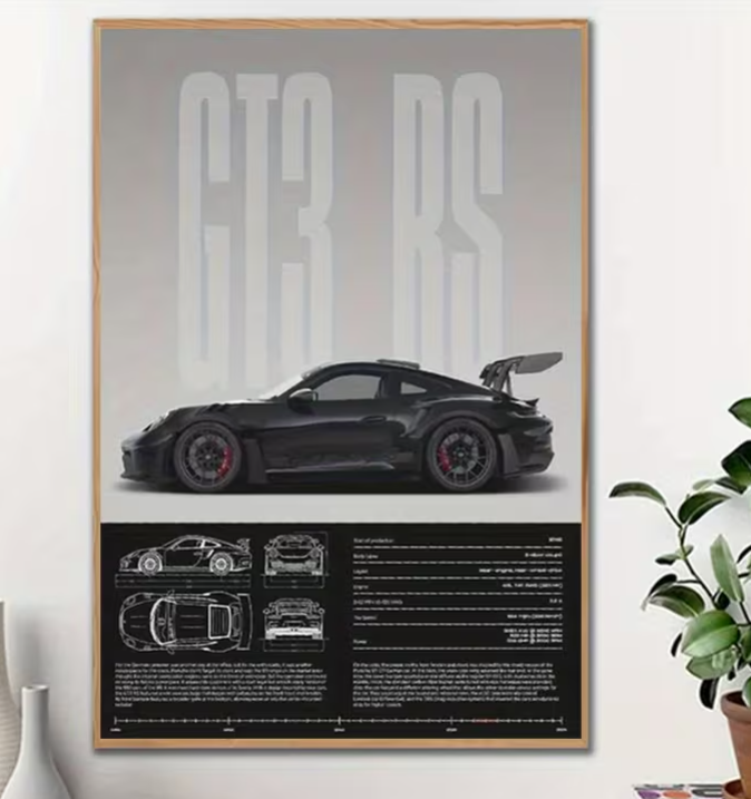Rahmenloses Leinwandposter Porsche 