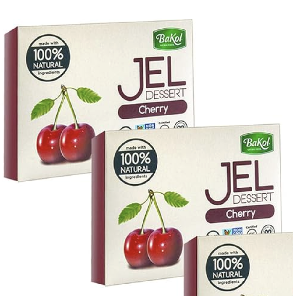 Postre de gelatina sabor cereza