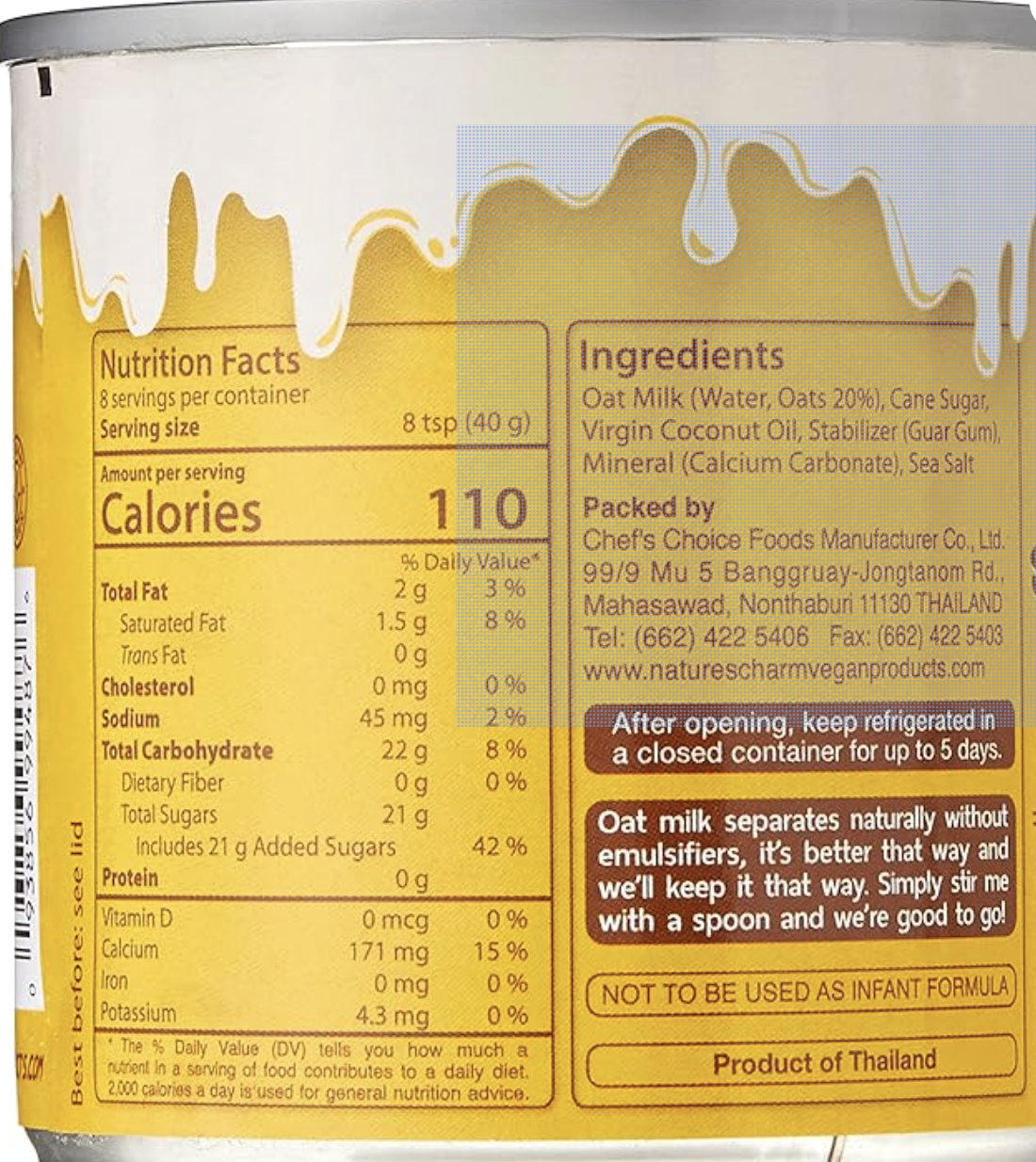 Leche condensada de avena