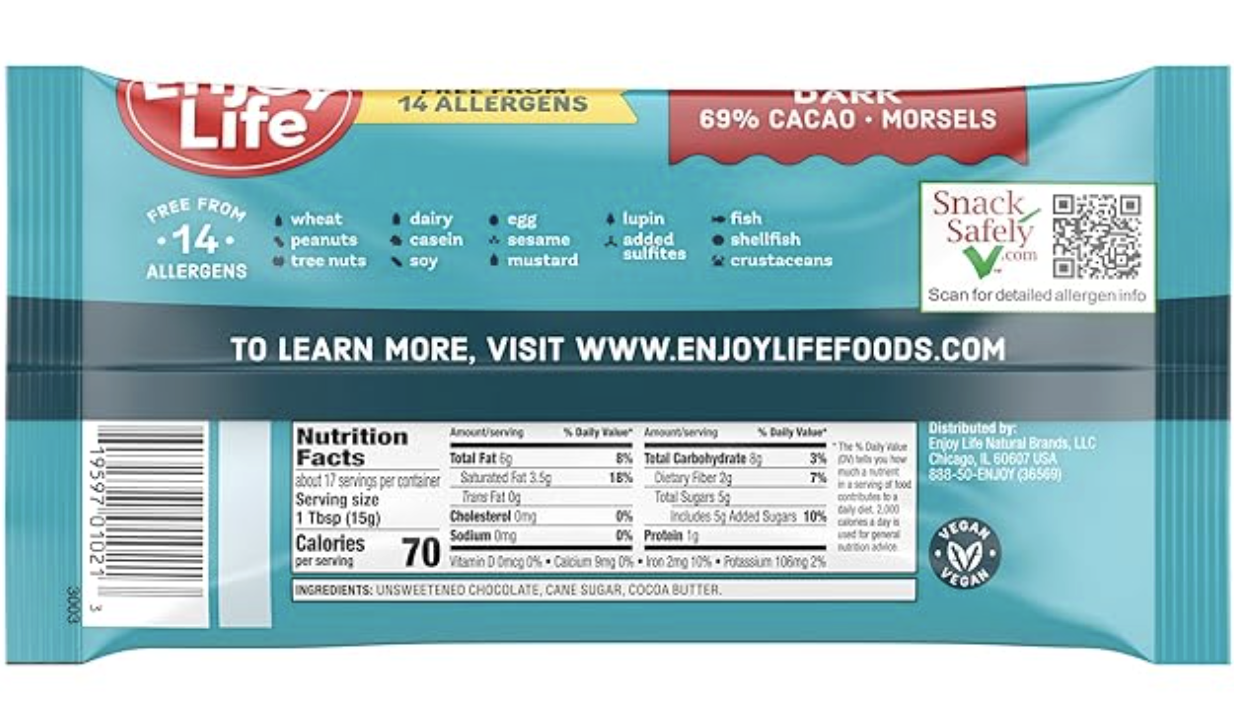 Chispas de chocolate oscuro Enjoy Life veganas