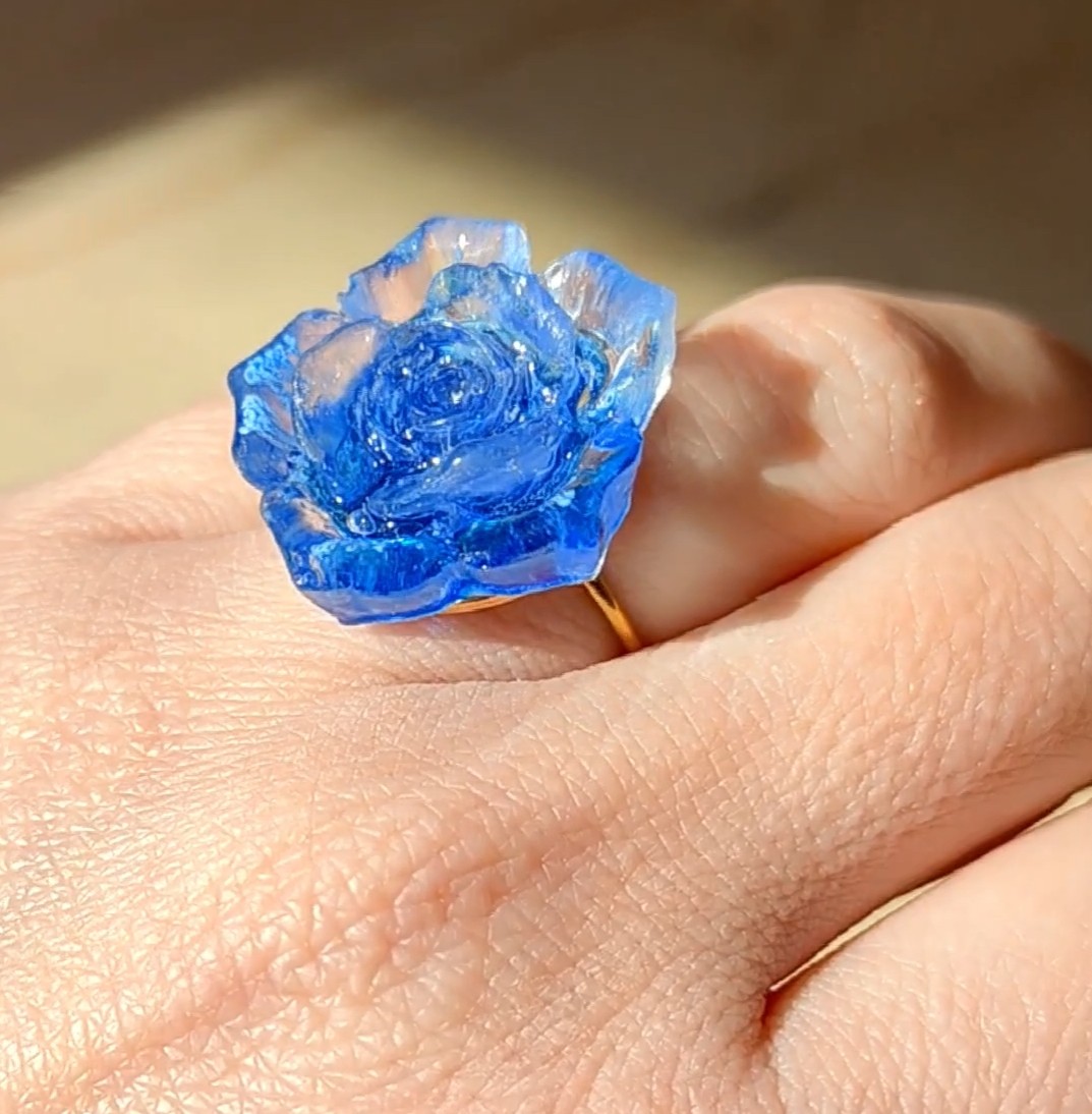 Blue Ethereal Rose Ring