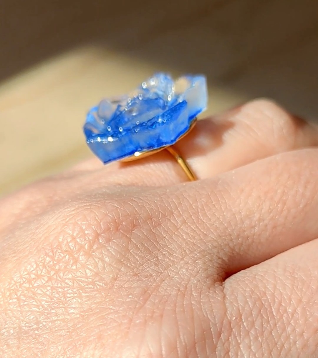 Blue Ethereal Rose Ring