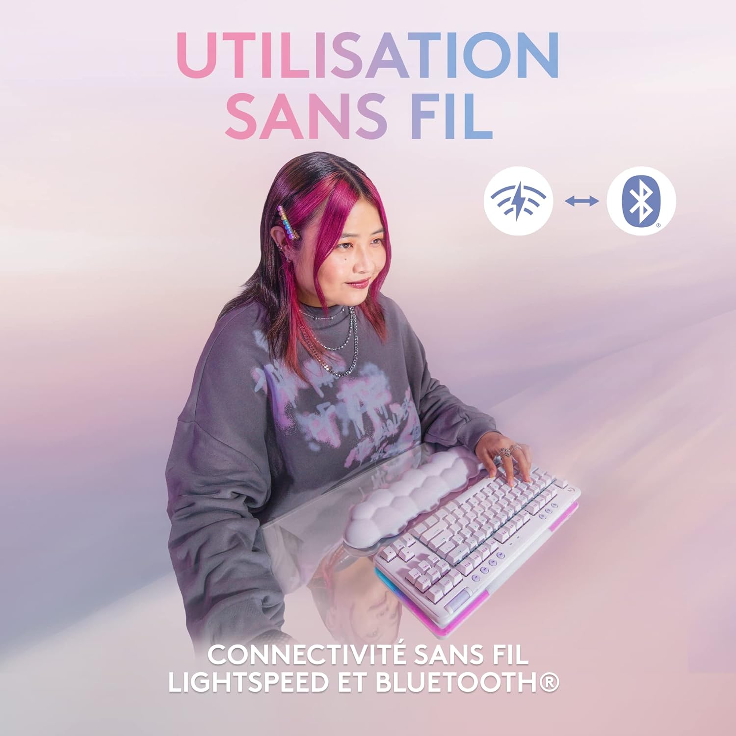 Logitech G715 Clavier sans fil mécanique blanc RGB