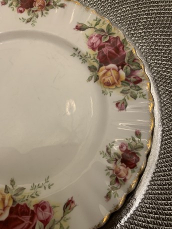 DESERTINĖ LĖKŠTUTĖ ROYAL ALBERT "OLD COUNTRY ROSES", 1 vnt, KAULINIS PORCELIANAS