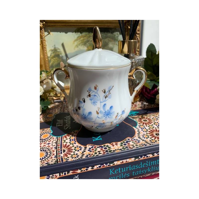 Kavos serviravimo trio JIESIA „Neužmirštuolės“, kaulinis porcelianas