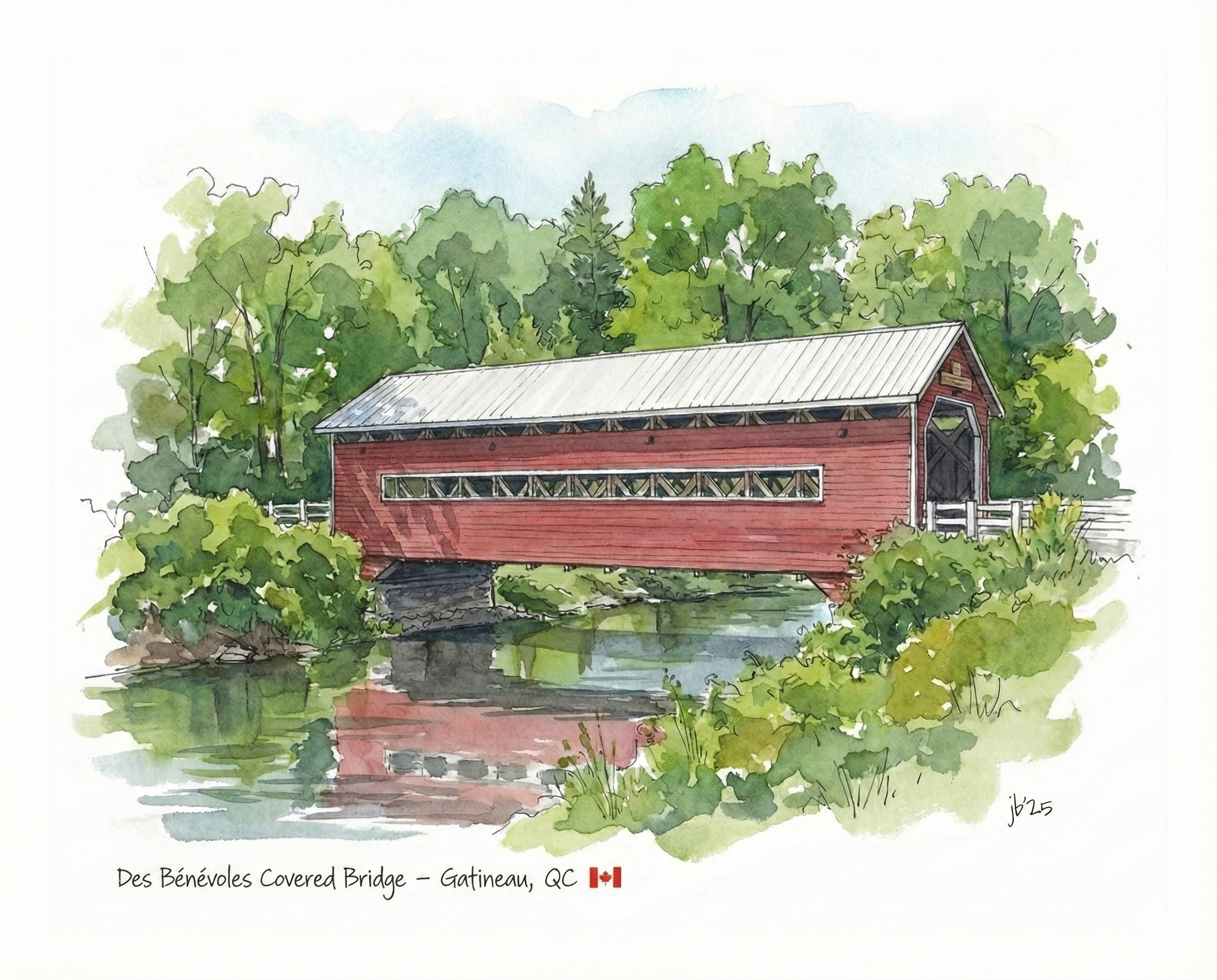 Des Bénévoles Covered Bridge - Gatineau 8x10