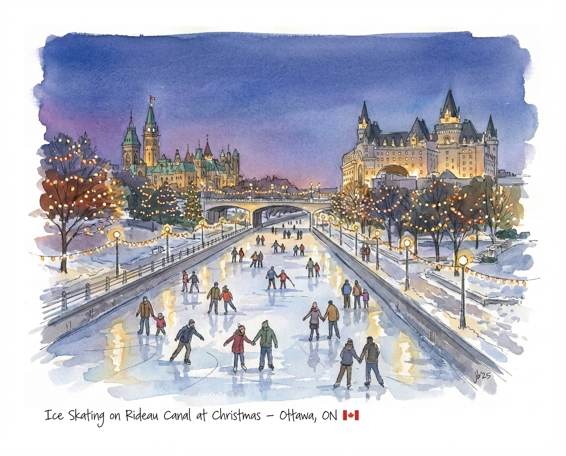 Ice Skating on Rideau Canal 8x10