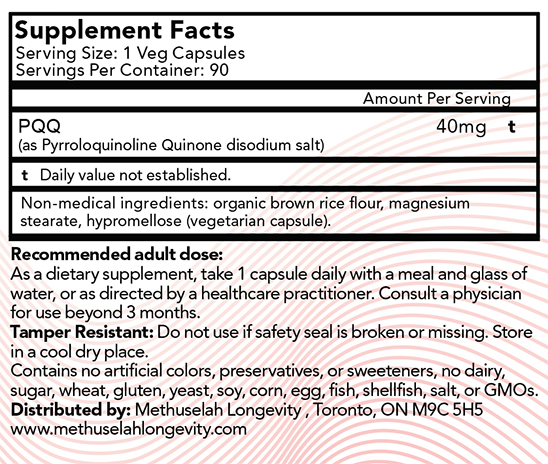 Pyrroloquinoline Quinone (PQQ) 40mg