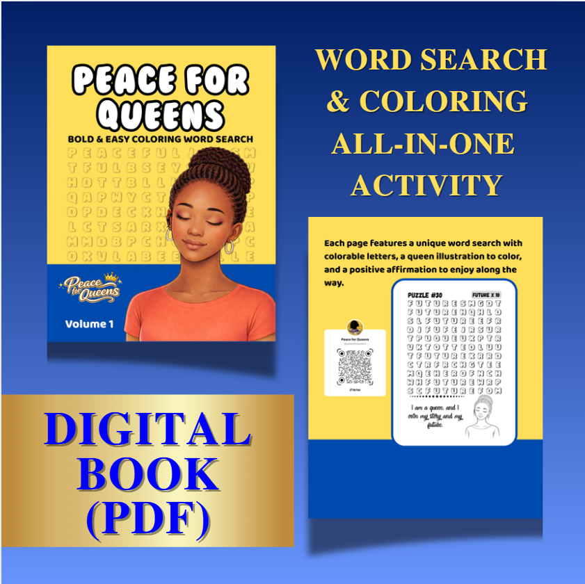 Peace For Queens COLORING WORD SEARCH, Volume 1 Bundle (Digital PDF)