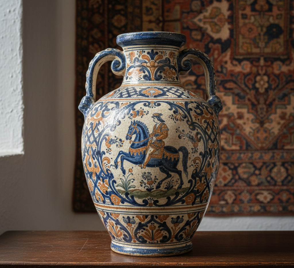 Jarrón de cerámica pintado a mano