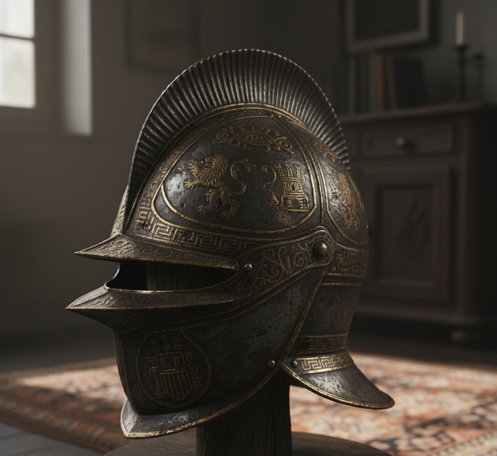 Casco medieval ornamentado
