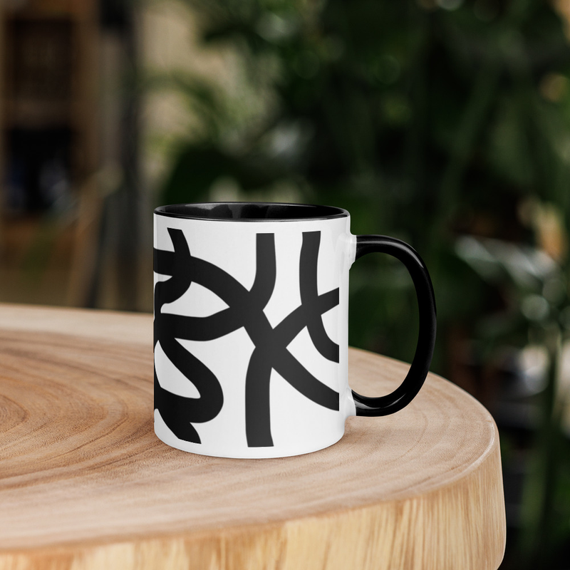 Mug noir motifs abstrait 