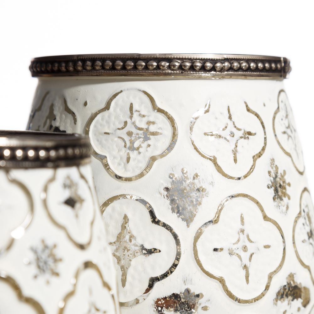 Bougeoir blanc motif design