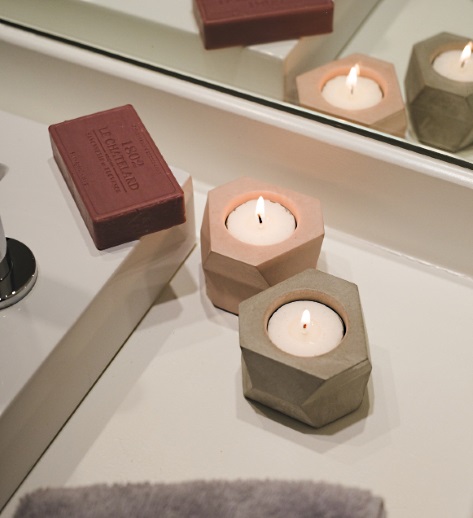 Bougeoir Facet T-Light ciment