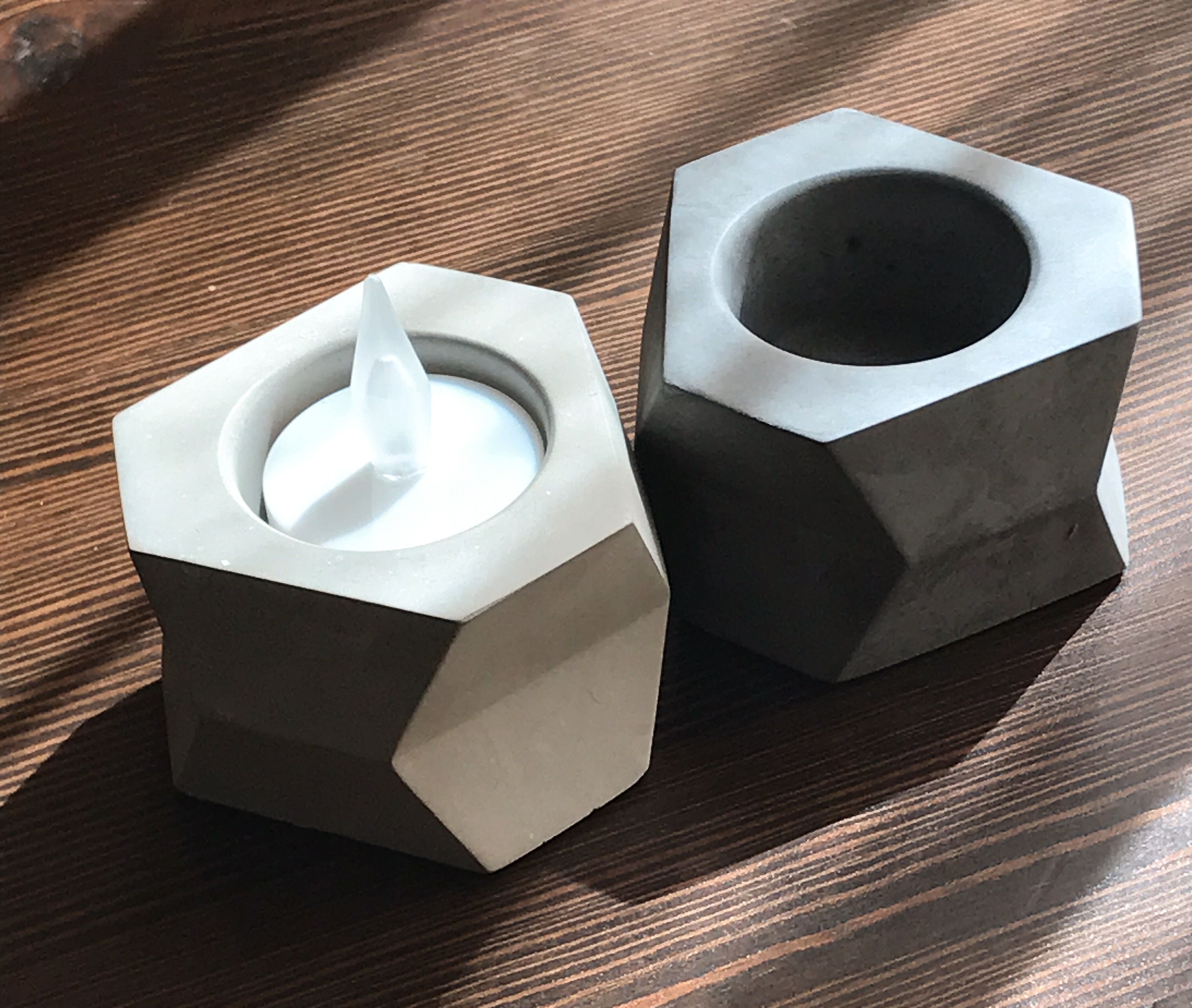 Bougeoir Facet T-Light ciment