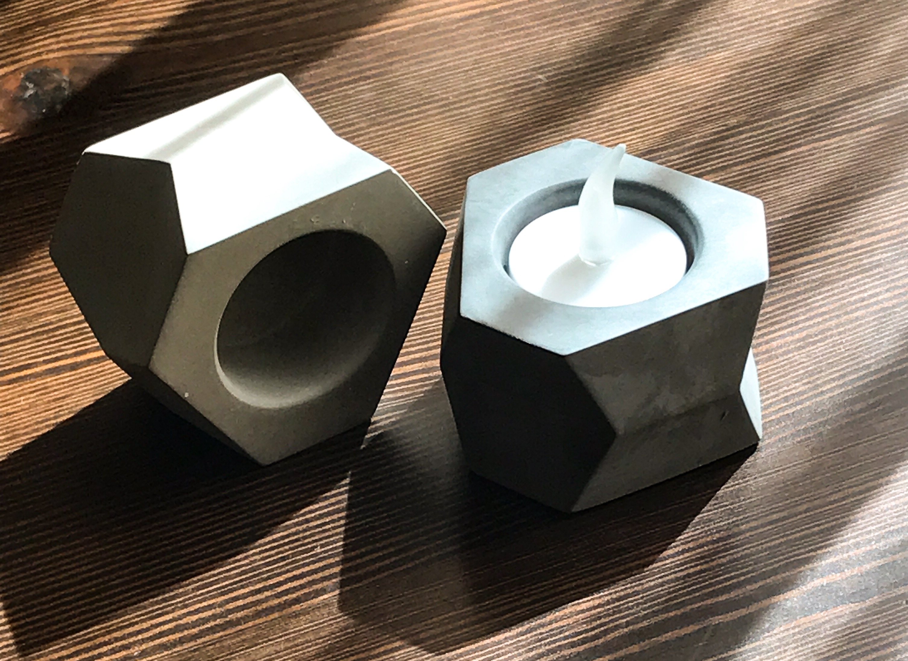 Bougeoir Facet T-Light ciment