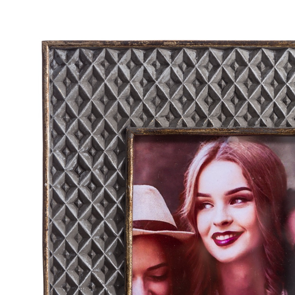 Cadre photo gris/or vieilli