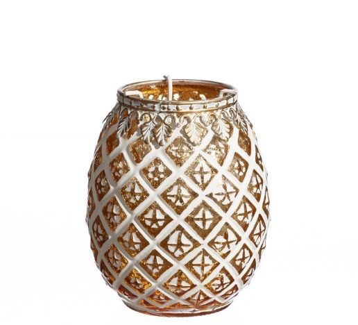 Bougeoir en verre or et blanc