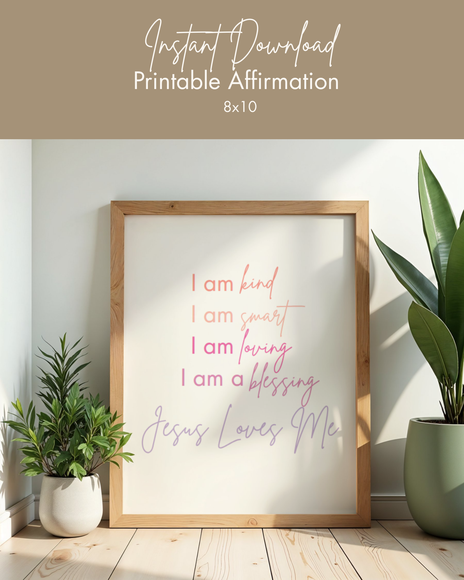 Toddler Affirmations Wall Art | Printable Positive Affirmations for Kids | Nursery & Playroom Decor
