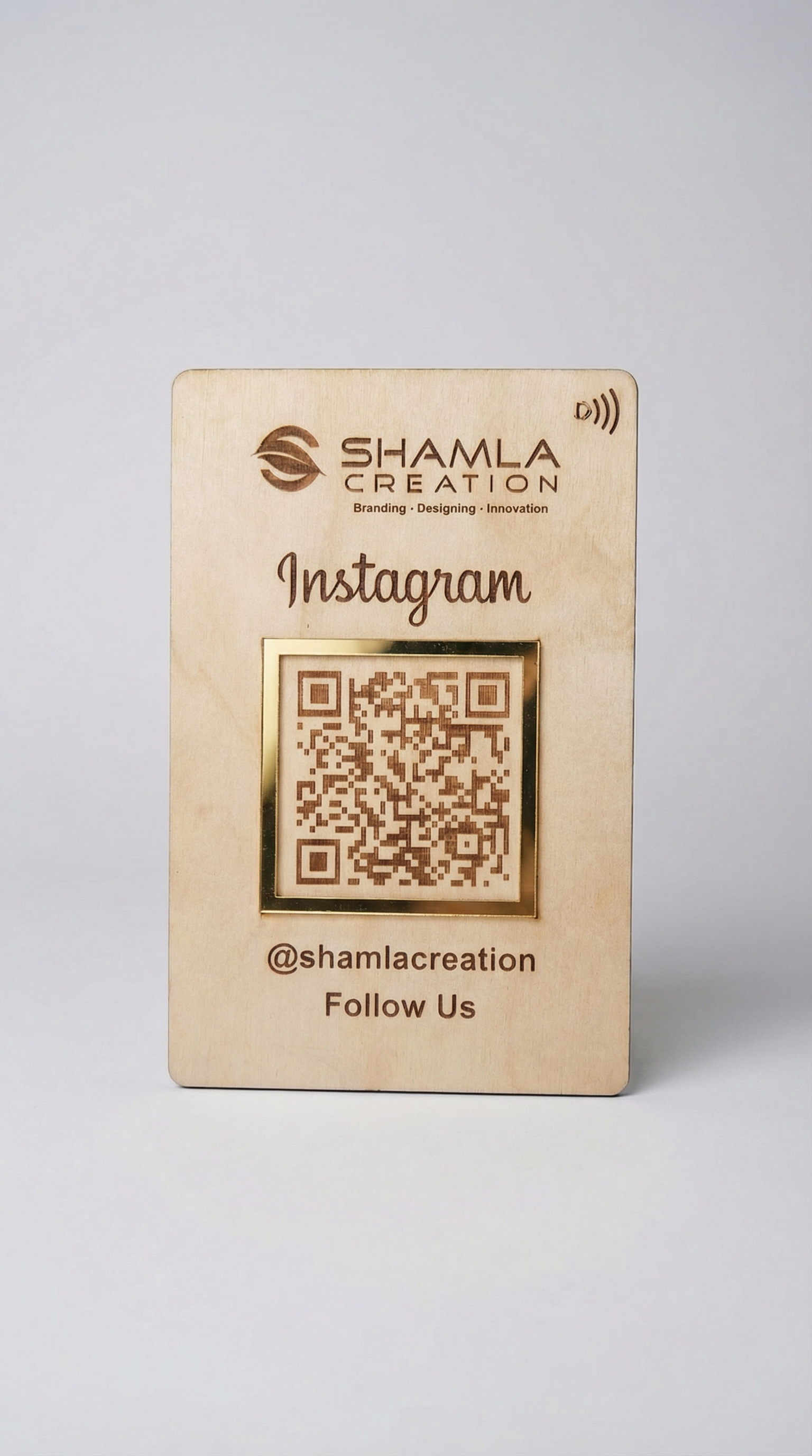 Wooden Instagram QR Stand