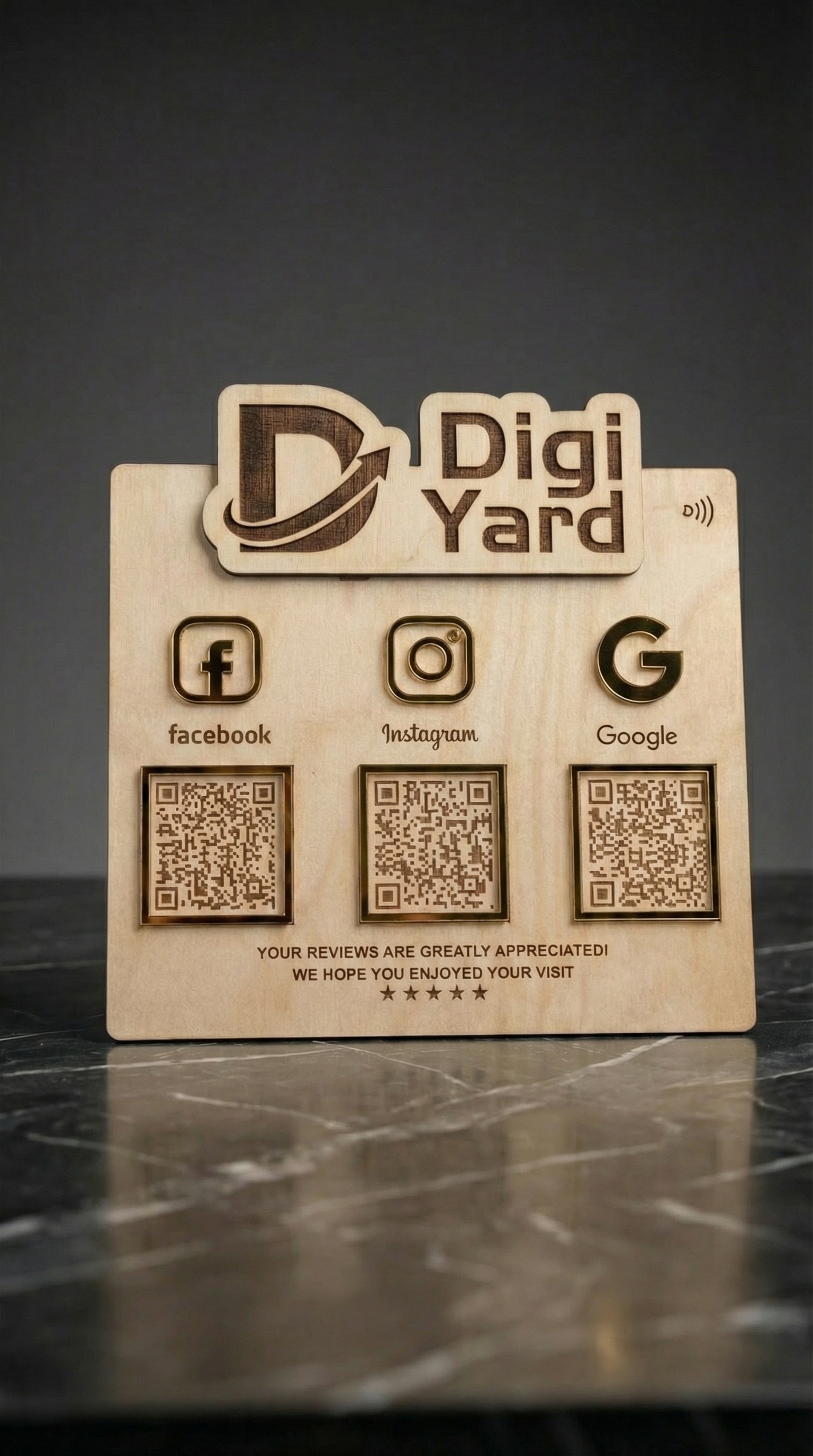 Customized Wooden 3 QR Stand