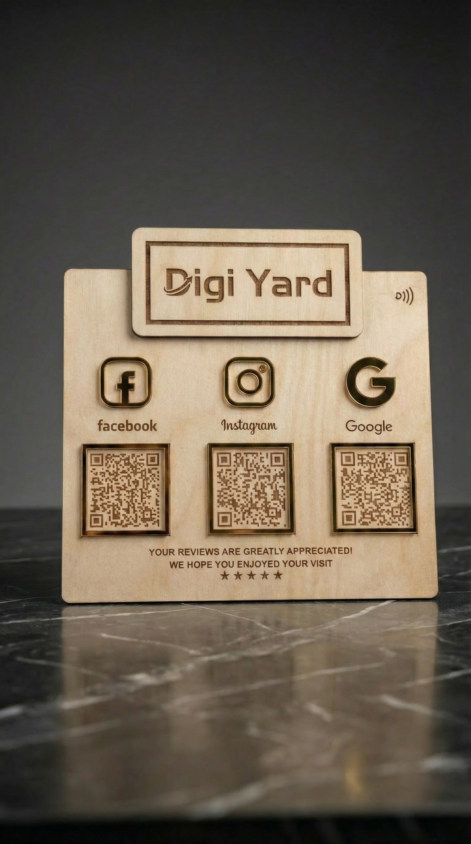 Customized Wooden 3 QR Stand