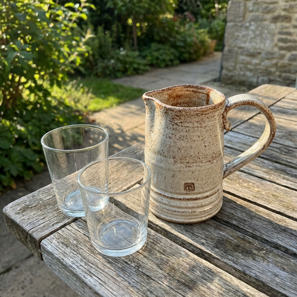 Handmade Ceramic Jug with Glass Tumblers