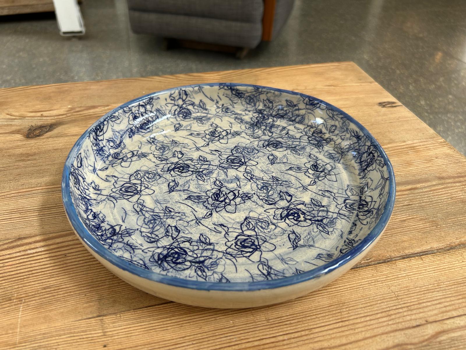 Blue Floral Ceramic Plate