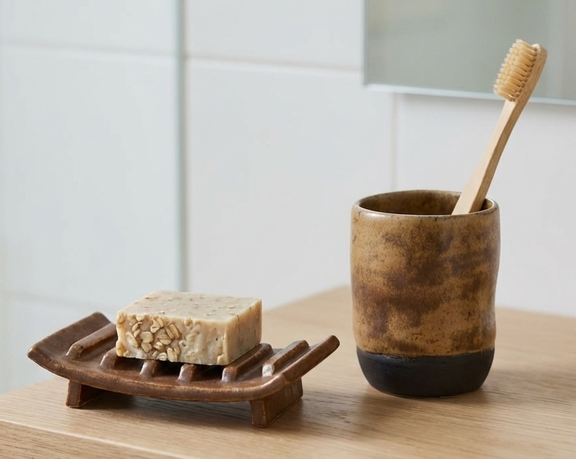 Natural Soap Bar & Toothbrush Set