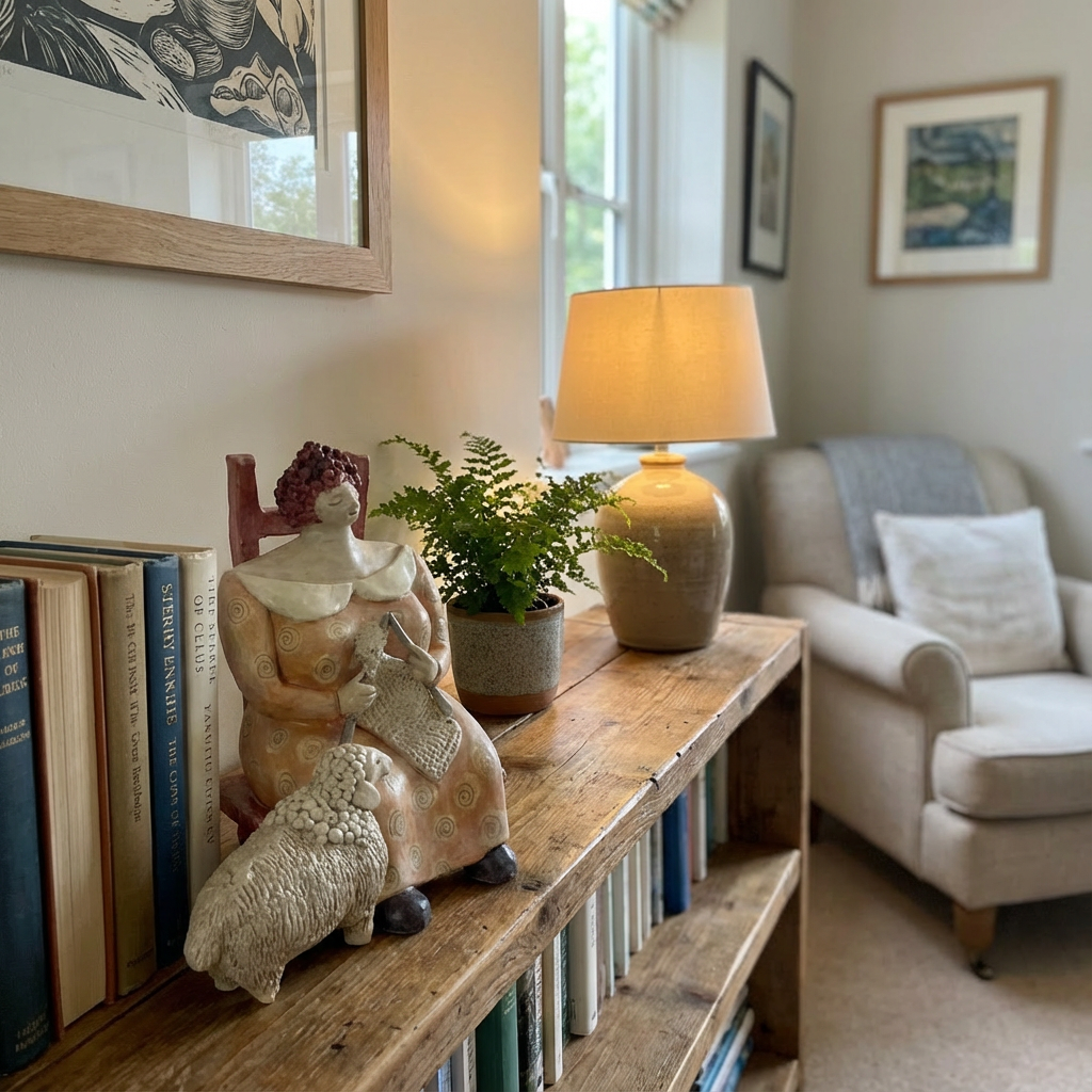 Ceramic Knitting Woman Figurine